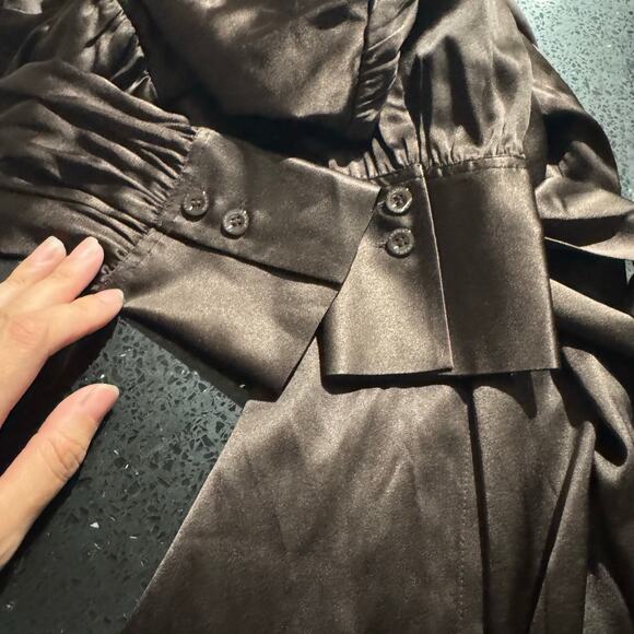 NWT FRAME Victorian Button Up Midi Dress Espresso Brown Size Small - Picture 6 of 7